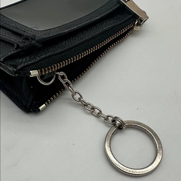 Coach Mini Skinny Cross Grain Leather ID Case Zip Top Closure Attached Key Ring - Picture 4 of 7